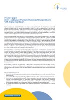 Position Paper published by Expert Group on 'Micro- and nano-structured materials for experiments with high-power lasers'